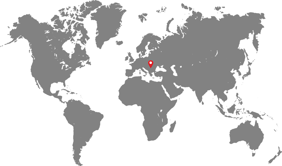 Mapa sveta na kojoj je pin na Luci Beograd